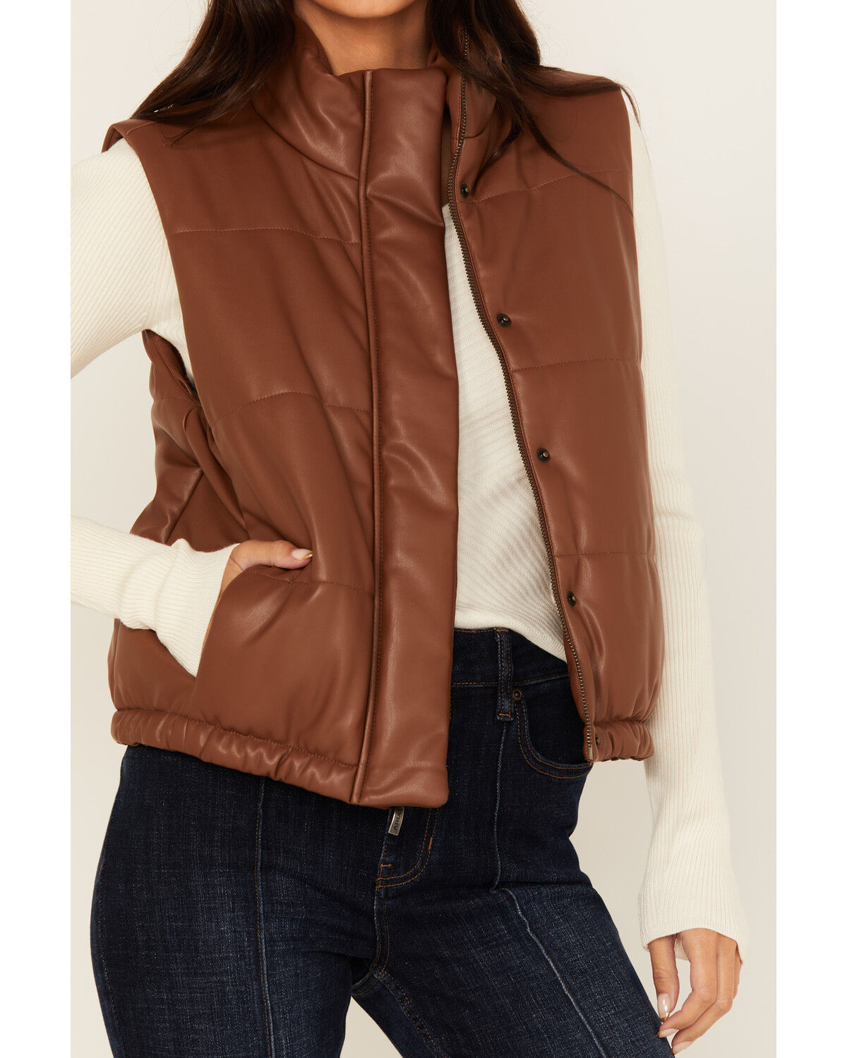 Image #3 - Ariat Women's Puff Vest, Brown, hi-res