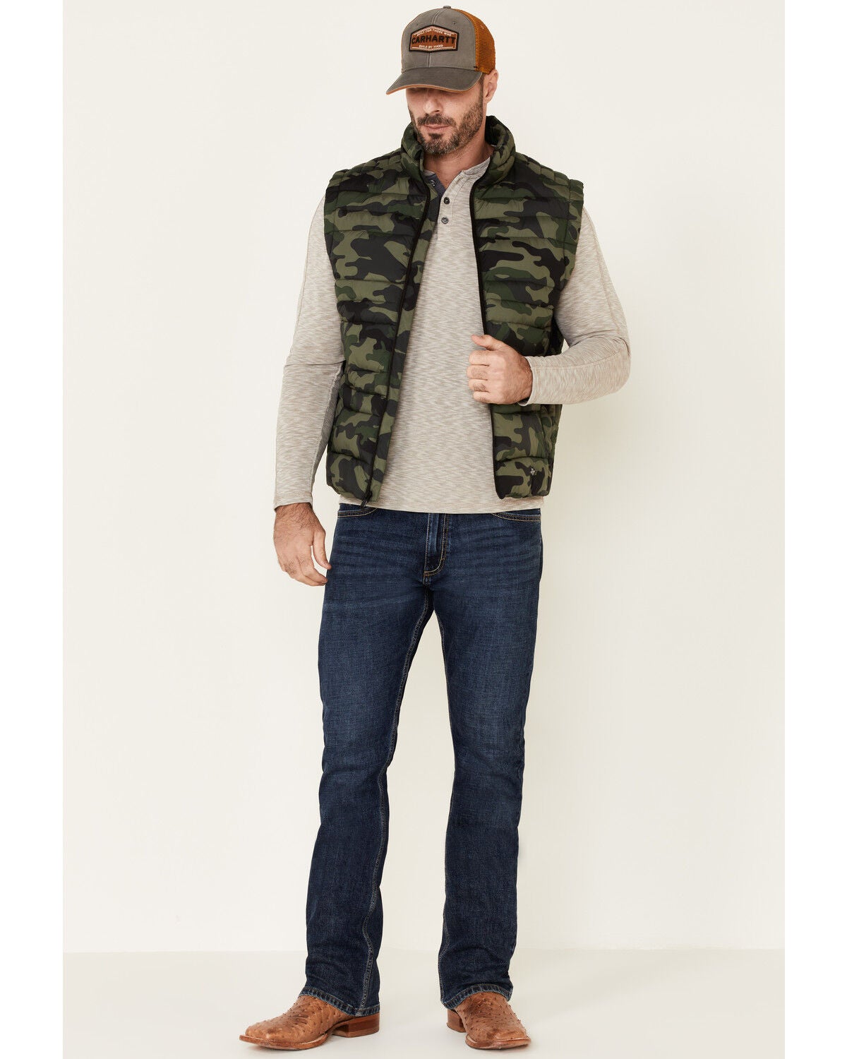 Flag & Anthem Men's Green Erieville Camo Print Puffer Vest, Green, hi-res