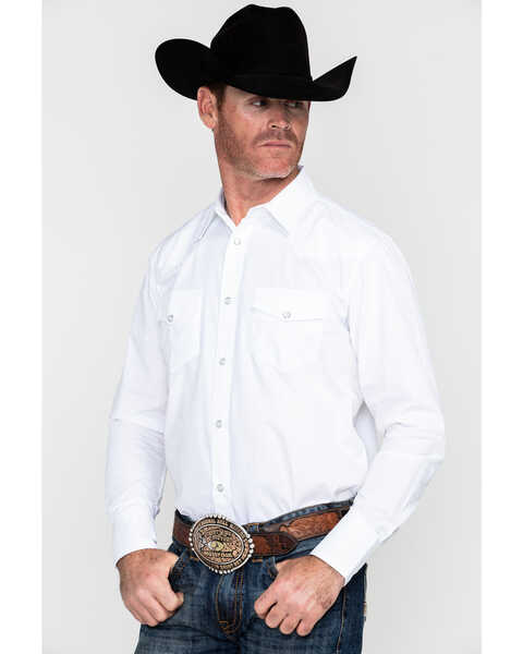 Image #3 - Gibson Men's Solid Long Sleeve Snap Western Shirt - Big  , White, hi-res