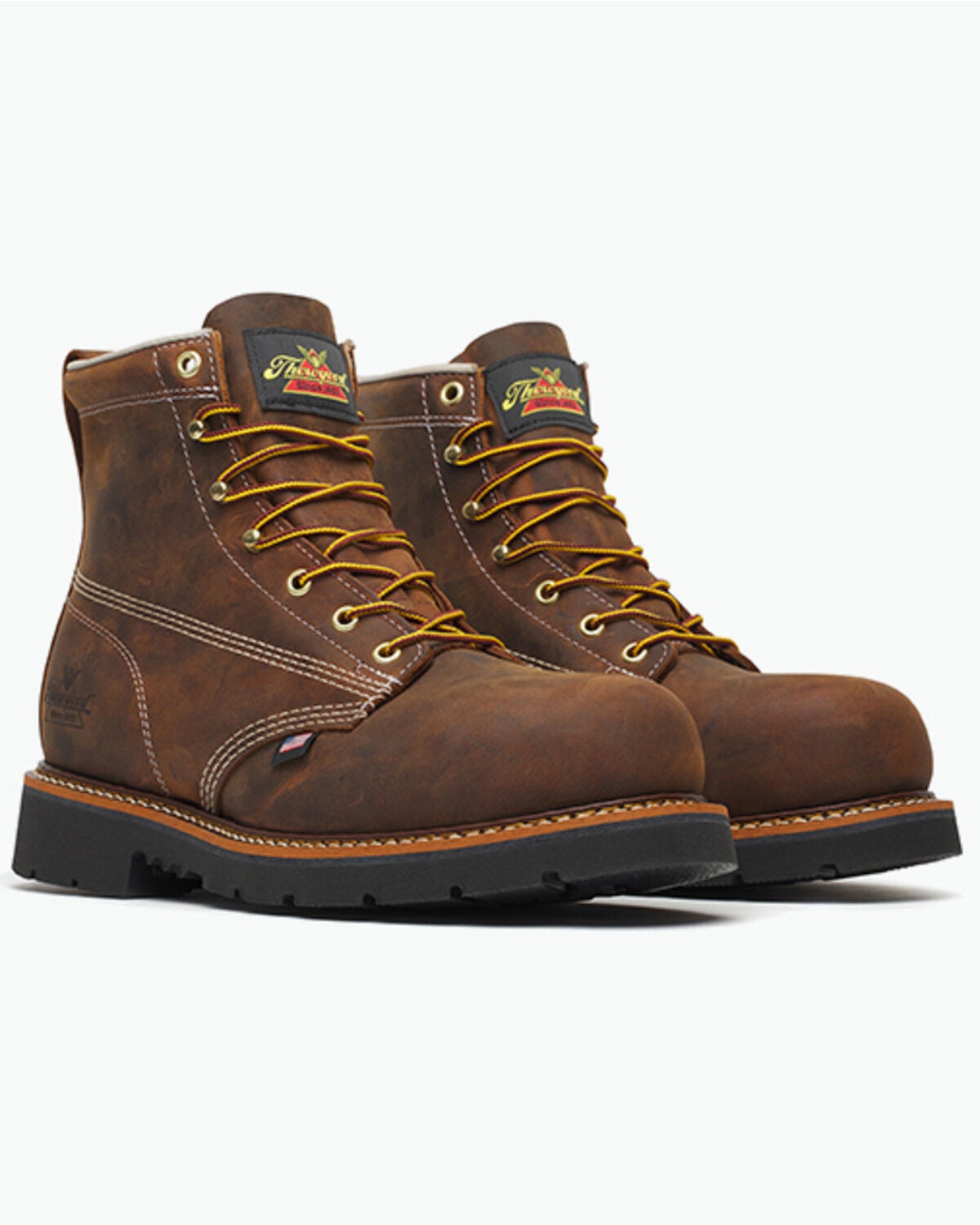 Thorogood Men's 6" American Heritage Work Boots - Steel Toe, Brown, hi-res