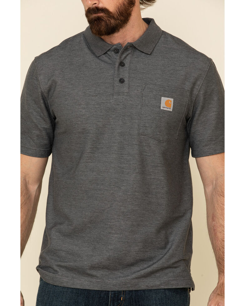 Download Download Mens Heather Short Sleeve Polo Shirt Front View PNG