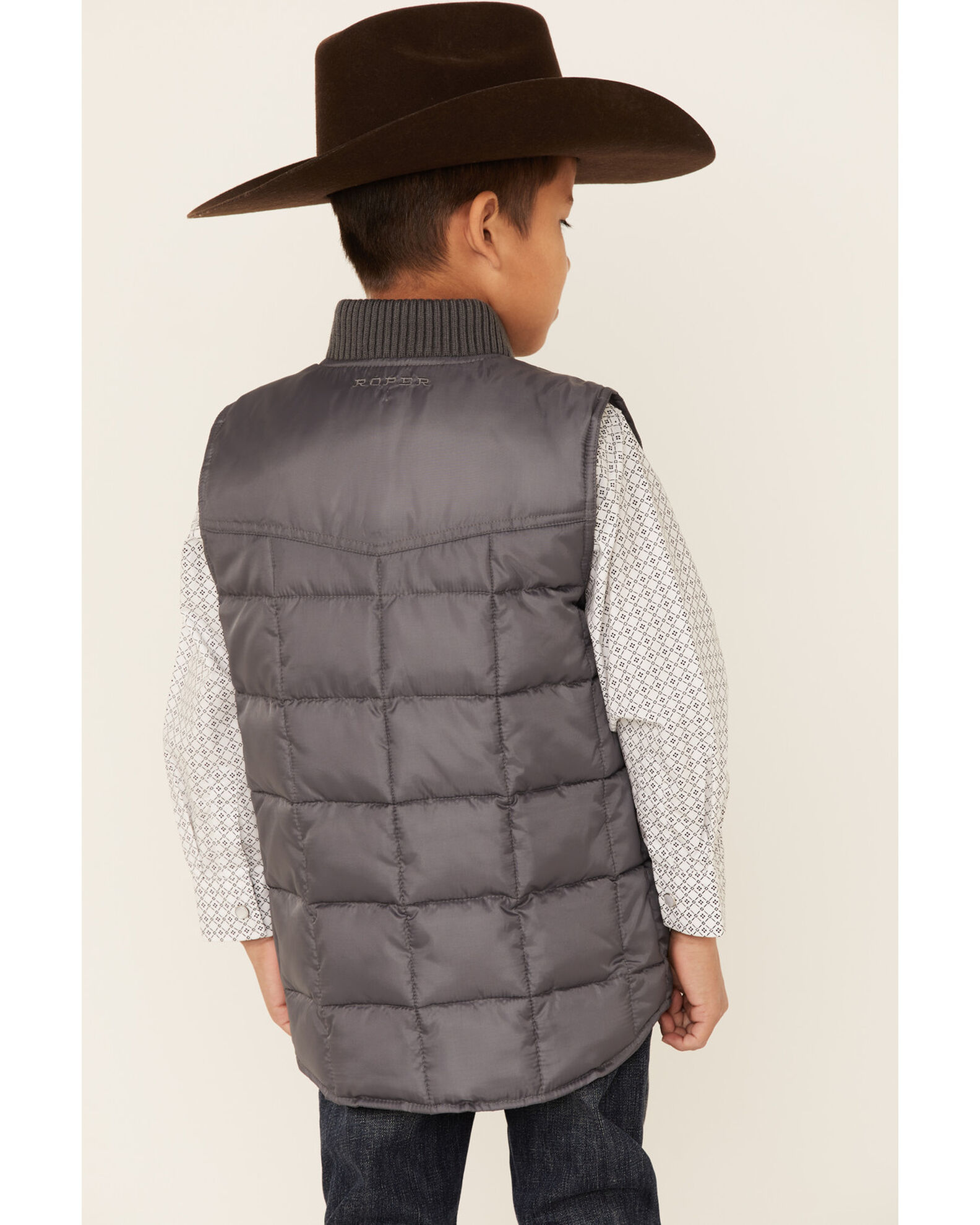 Roper Boys Grey Rangewear Poly Filled Down Vest Sheplers