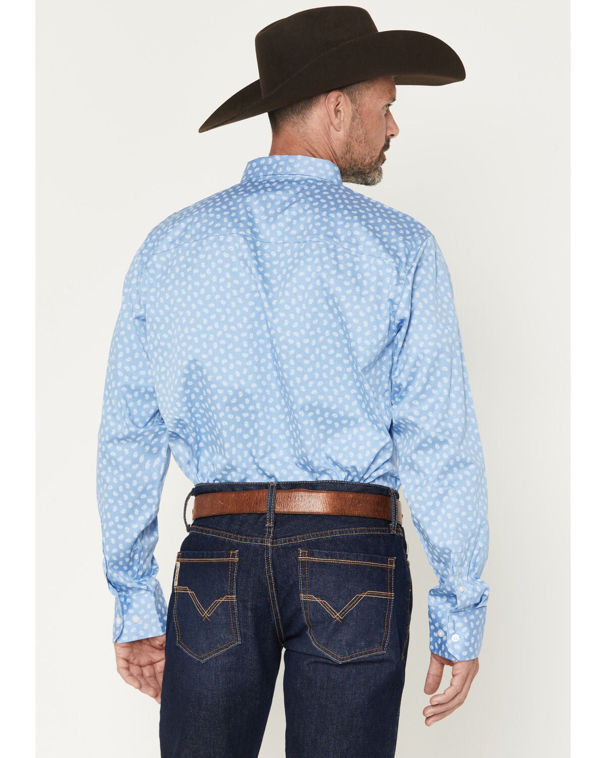 Image #4 - Wrangler X Cody Johnson Men's Geo Print Long Sleeve Button-Down Western Shirt, Blue, hi-res