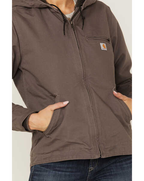 Image #3 - Carhartt Women's Taupe Washed Duck Sherpa-Lined Jacket , Taupe, hi-res