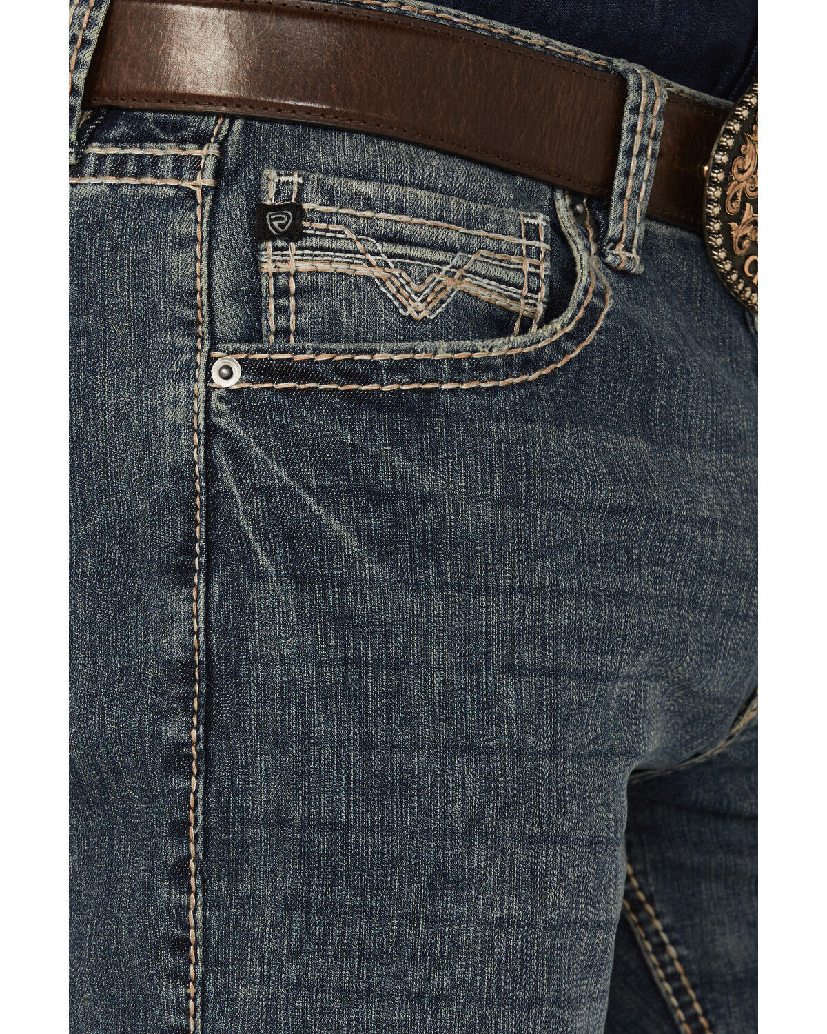 Image #2 - Rock & Roll Denim Men's Cannon Medium Wash Bootcut Stretch Denim Jeans, Medium Wash, hi-res