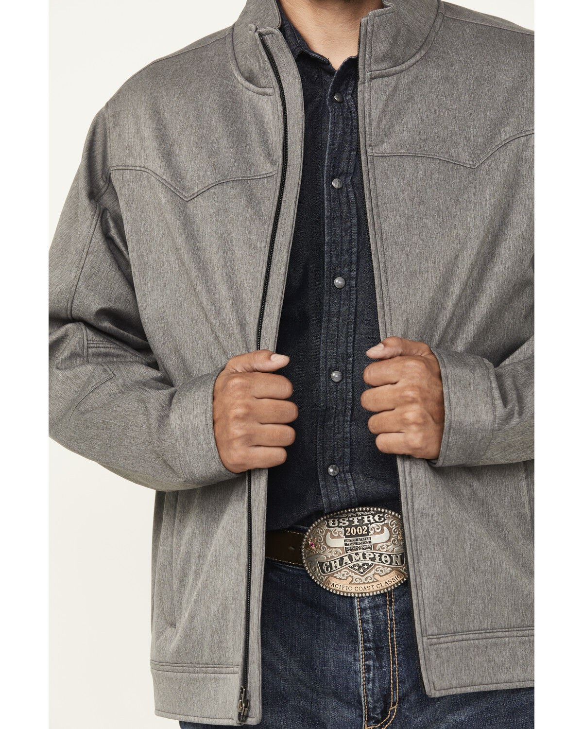 Image #3 - Cinch Men's Textured Concealed Carry Softshell Jacket, Grey, hi-res