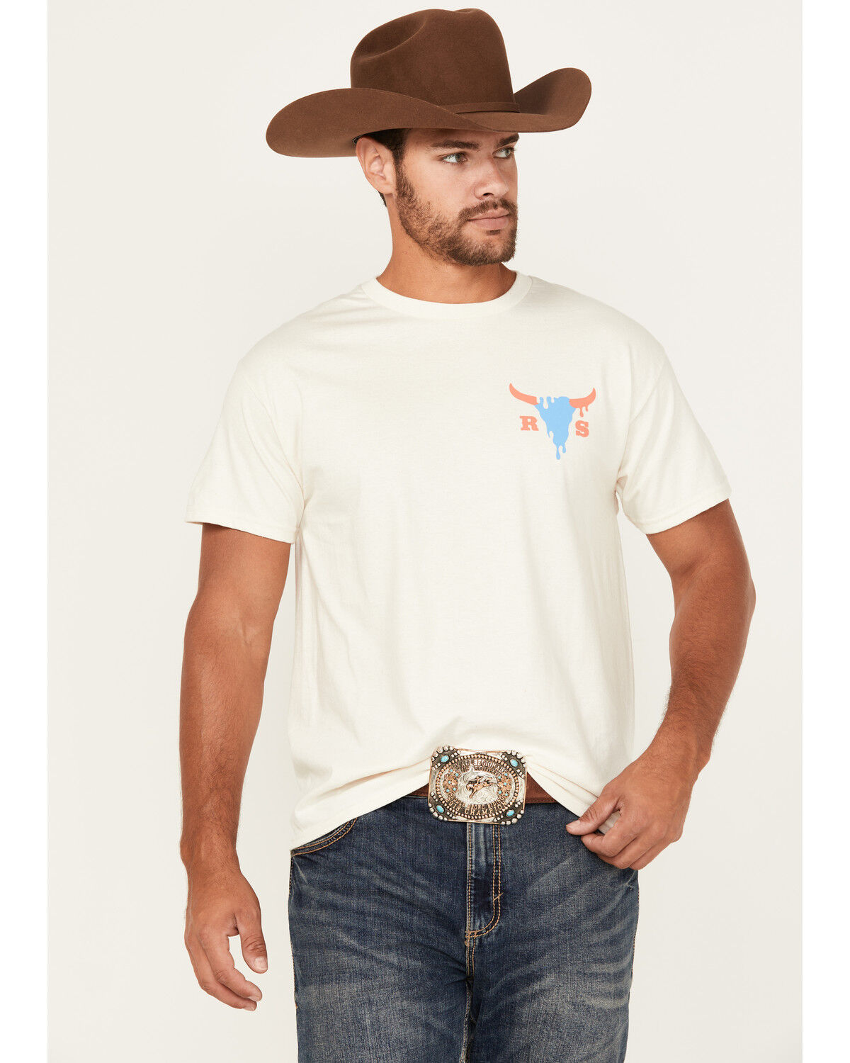 Image #2 - Riot Society Men's Boot Barn Exclusive Cowgirl Archway Short Sleeve Graphic T-Shirt, Tan, hi-res
