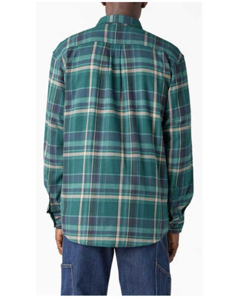 Image #2 - Dickies Men's Flex Plaid Print Long Sleeve Button-Down Flannel Work Shirt, Forest Green, hi-res