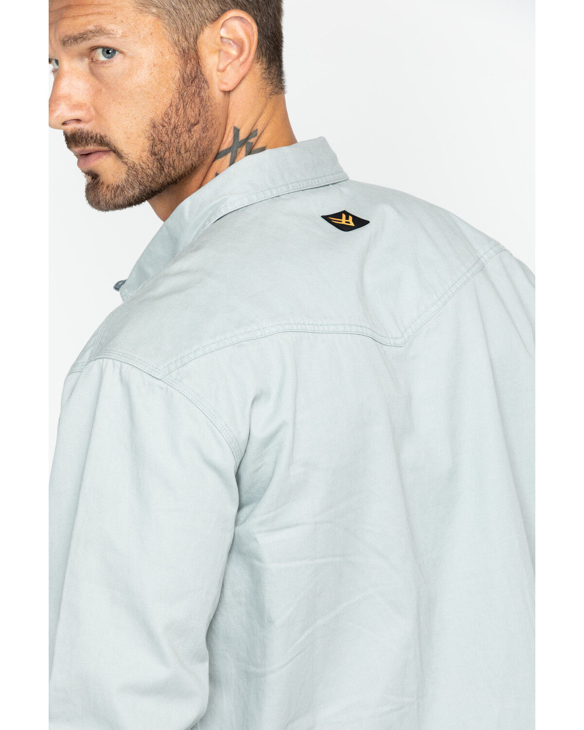 Image #5 - Hawx Men's Gray Twill Snap Western Work Shirt - Big, Light Grey, hi-res