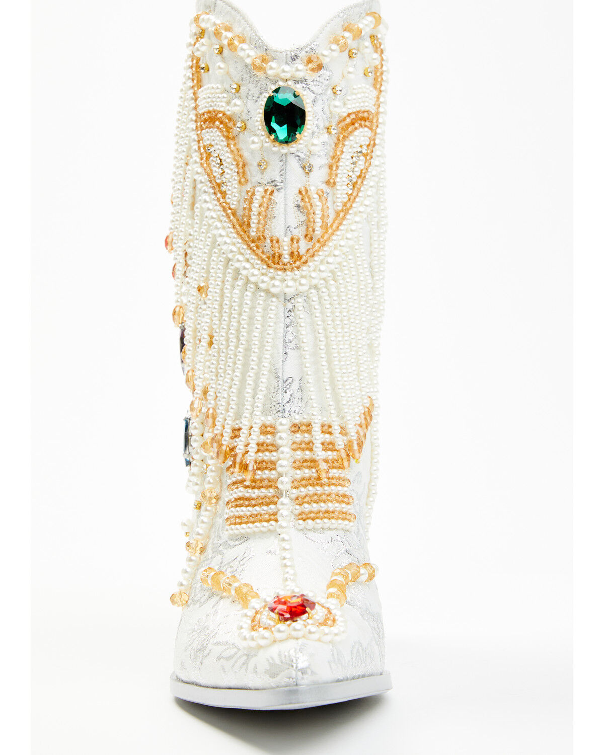 Image #4 - Azalea Wang Women's Astounding Embellished Fashion Booties - Snip Toe, White, hi-res
