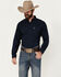 Image #1 - Ariat Men's Percy Geo Print Long Sleeve Button-Down Western Shirt, Dark Blue, hi-res