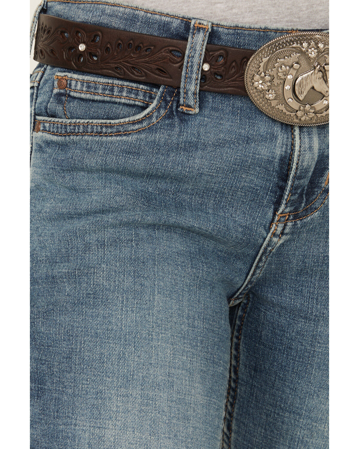Image #4 - Wrangler Girls' Flare Stretch Denim Jeans, Blue, hi-res