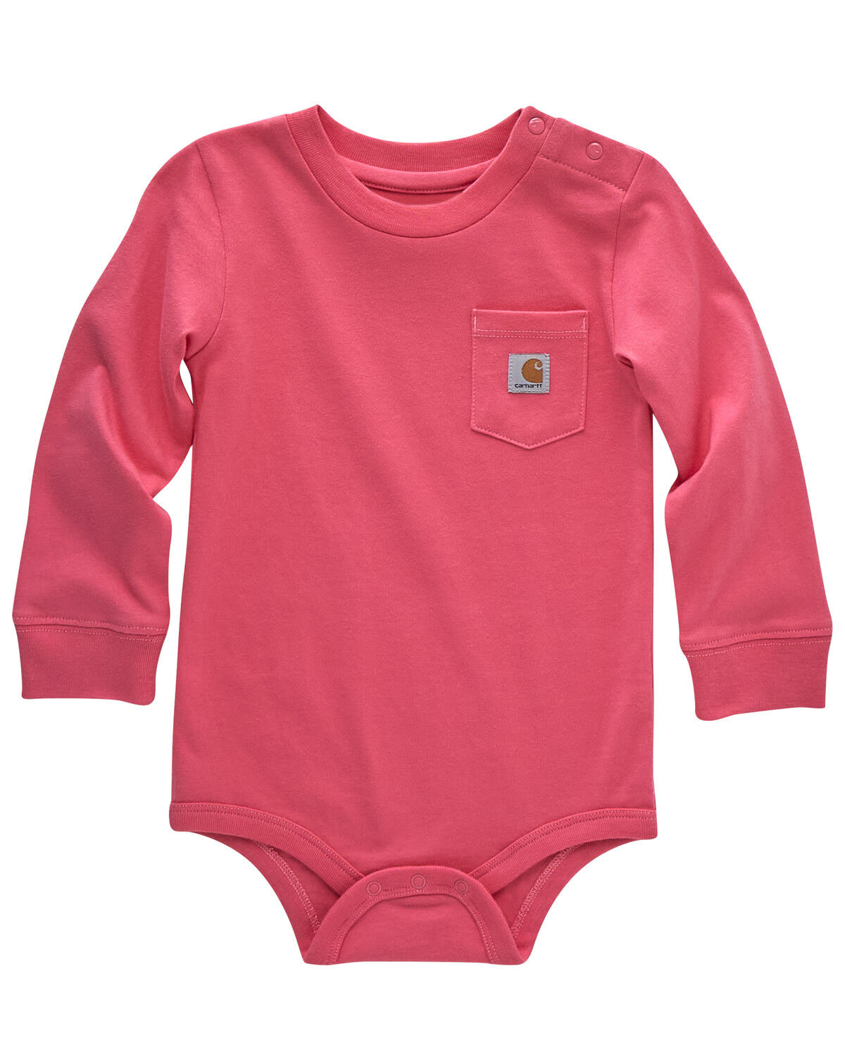 Image #1 - Carhartt Infant Boys' Logo Pocket Long Sleeve Onesie, Pink, hi-res