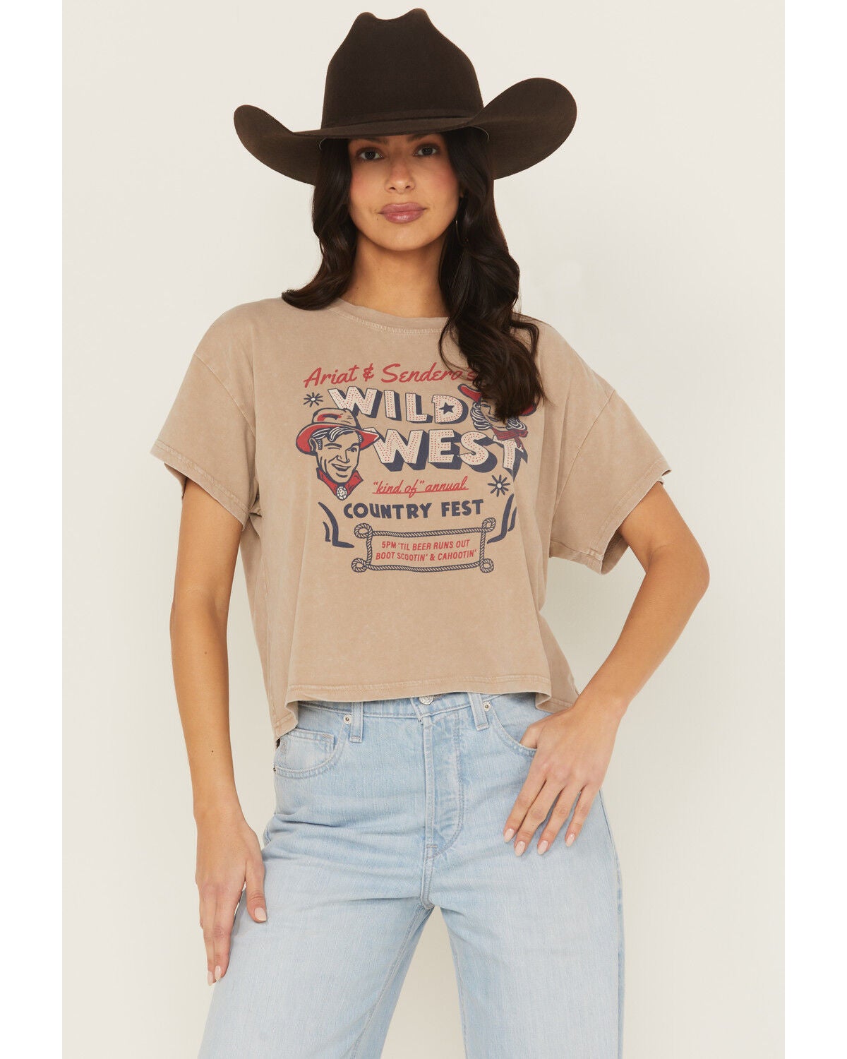 Ariat X Sendero Women's Wild West Short Sleeve Graphic Tee, Brown, hi-res