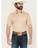 Image #1 - RANK 45&reg; Men's Cowboy Co Geo Print Short Sleeve Button-Down Stretch Western Shirt, Camel, hi-res