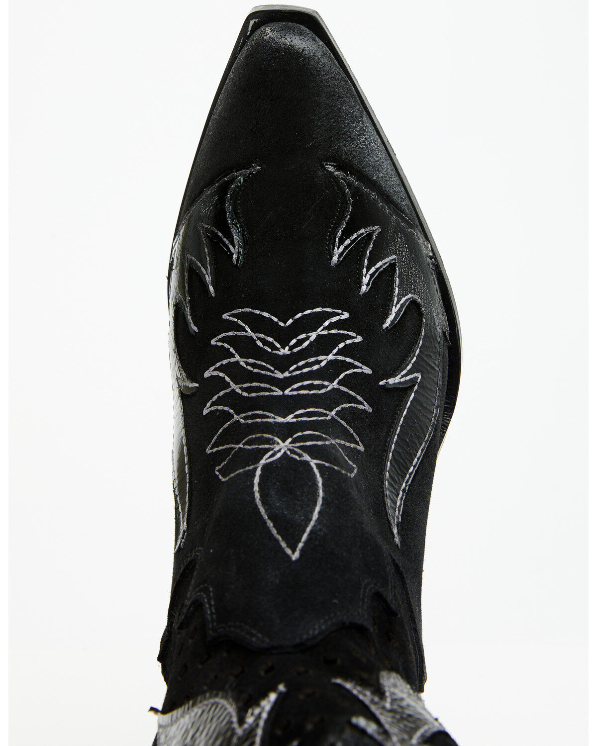 Image #6 - Italian Cowboy Women's Perforated Tall Western Boots - Snip Toe, Black, hi-res