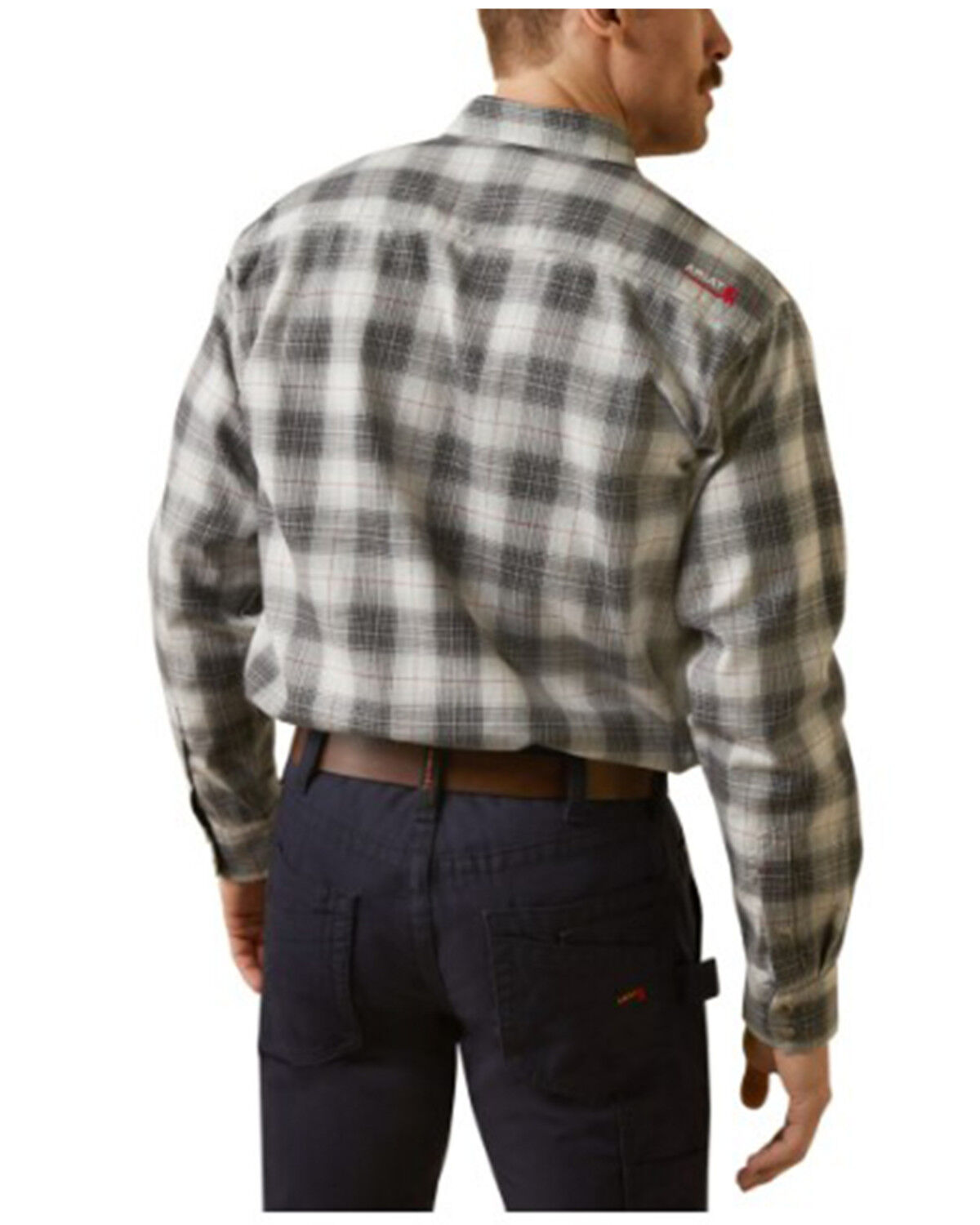Image #2 - Ariat Men's FR Cogburn Plaid Print Long Sleeve Snap Work Shirt, Charcoal, hi-res