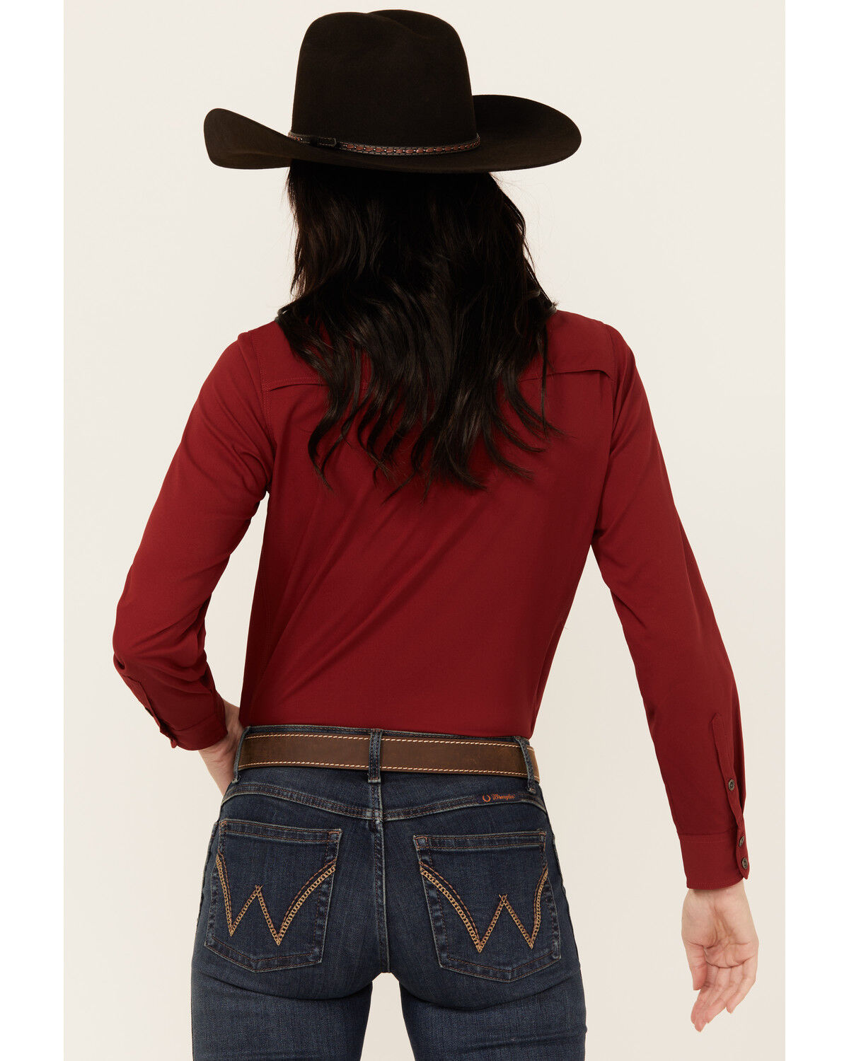 Image #4 - Ariat Women's VentTek Long Sleeve Button-Down Stretch Western Shirt, Dark Red, hi-res
