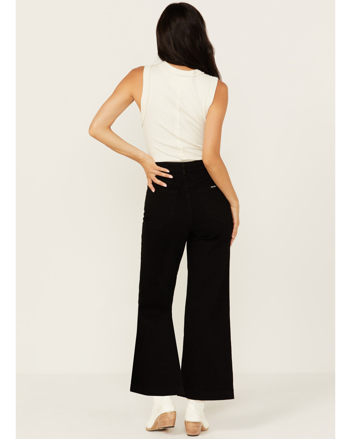 Image #3 - Rolla's Women's High Rise Wide Leg Stretch Sailor Jeans, Black, hi-res
