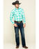 Wrangler 20X Men's Advanced Comfort Green Poplin Plaid Long Sleeve Western Shirt , Green, hi-res