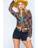 Image #2 - Ryan Michael Women's Aspen Southwestern Silk Print Long Sleeve Pearl Snap Western Shirt, Grey, hi-res