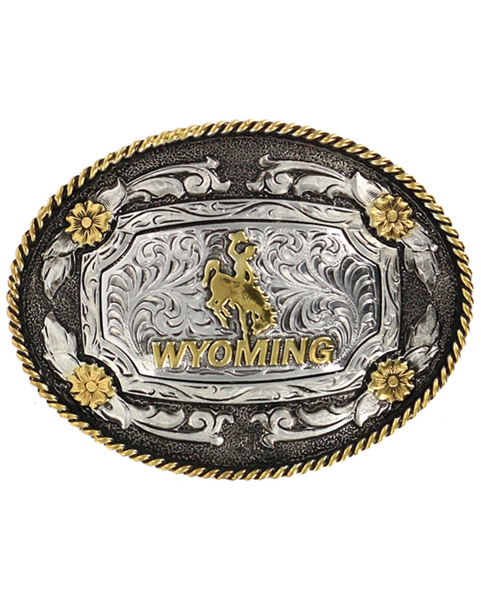 Image #1 - Cody James Men's Oval Wyoming Belt Buckle, Silver, hi-res