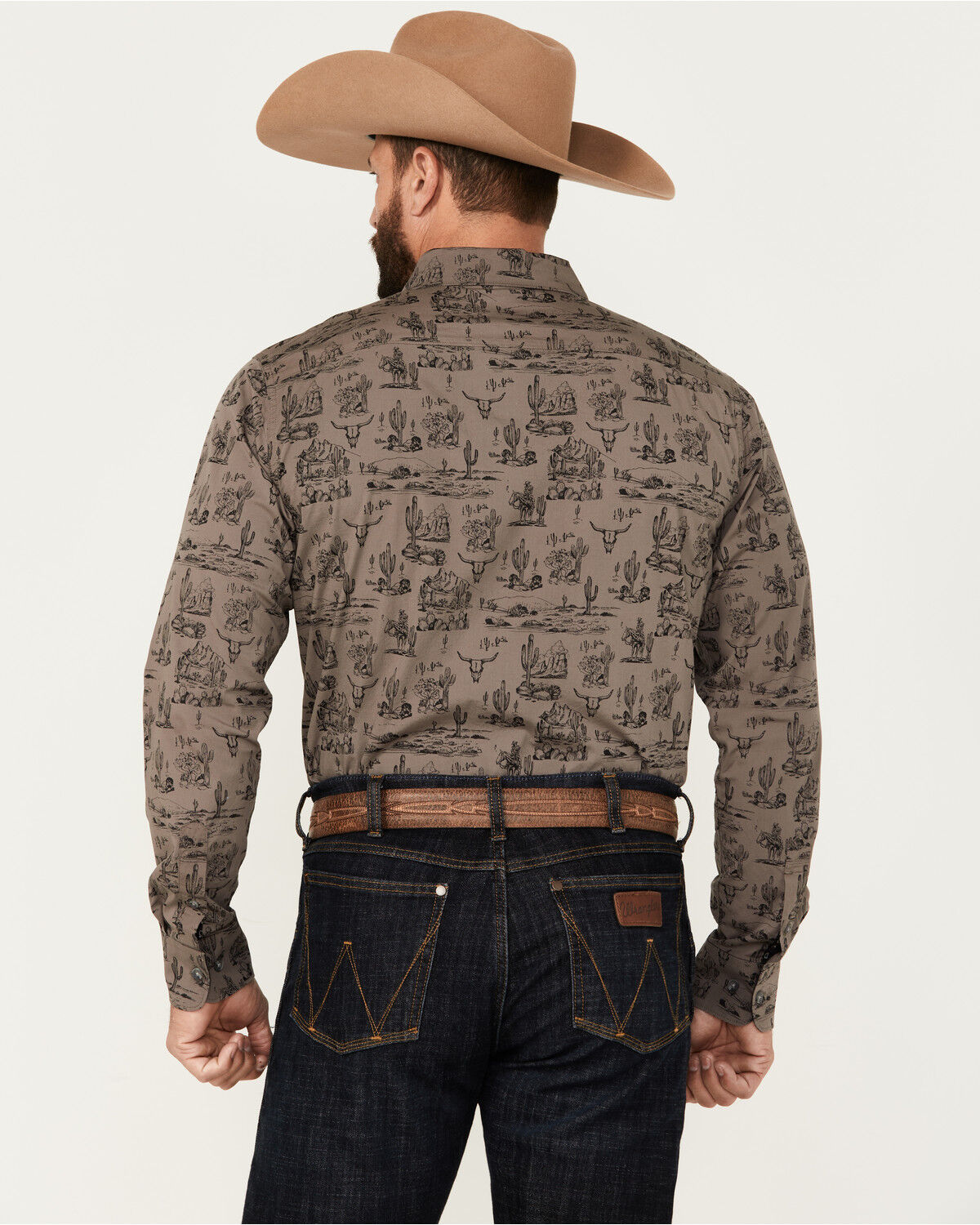 Image #4 - Ariat Men's Matteo Desert Print Long Sleeve Button-Down Stretch Western Shirt, Dark Grey, hi-res