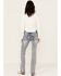 Grace in LA Women's Light Wash Mid Rise Floral Motif Pocket Bootcut Jeans , Light Wash, hi-res