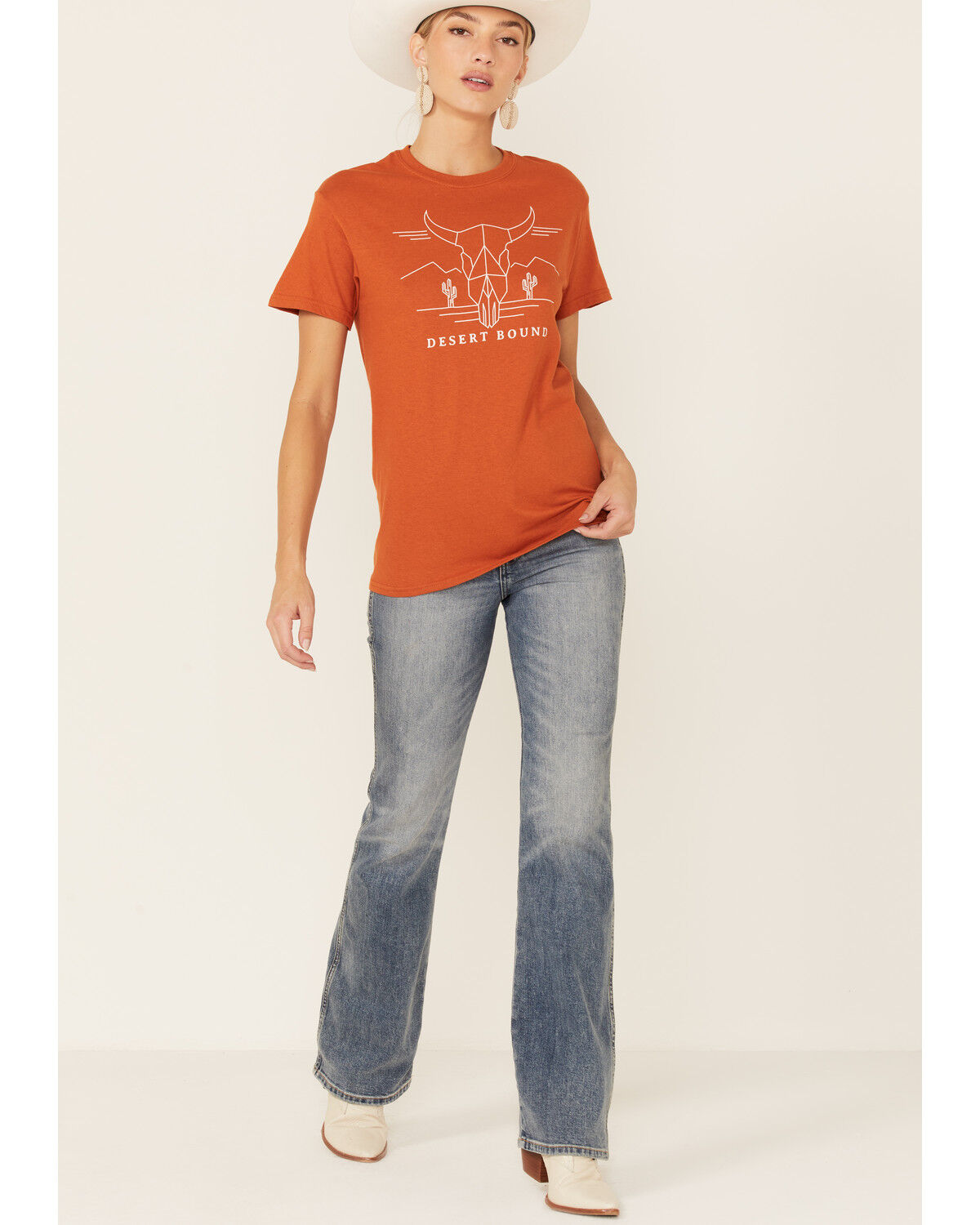 Image #4 - Wondery Women's Rust Desert Bound Steer Head Graphic Tee, Rust Copper, hi-res