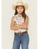Image #1 - Rock & Roll Denim Girls' Conversation Print Sleeveless Snap Stretch Western Shirt, Ivory, hi-res