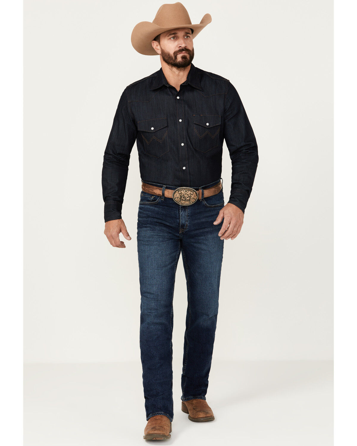 Image #1 - DEVIL-DOG Dungarees Men's Clayton Dark Wash Bootcut Performance Stretch Denim Jeans, Dark Wash, hi-res