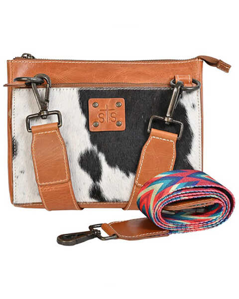 STS Ranchwear by Carroll Women's Cowhide Basic Bliss Lily Crossbody, Black/white, hi-res
