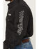 Image #2 - Wrangler Men's Solid Logo Long Sleeve Snap Western Shirt, Black, hi-res