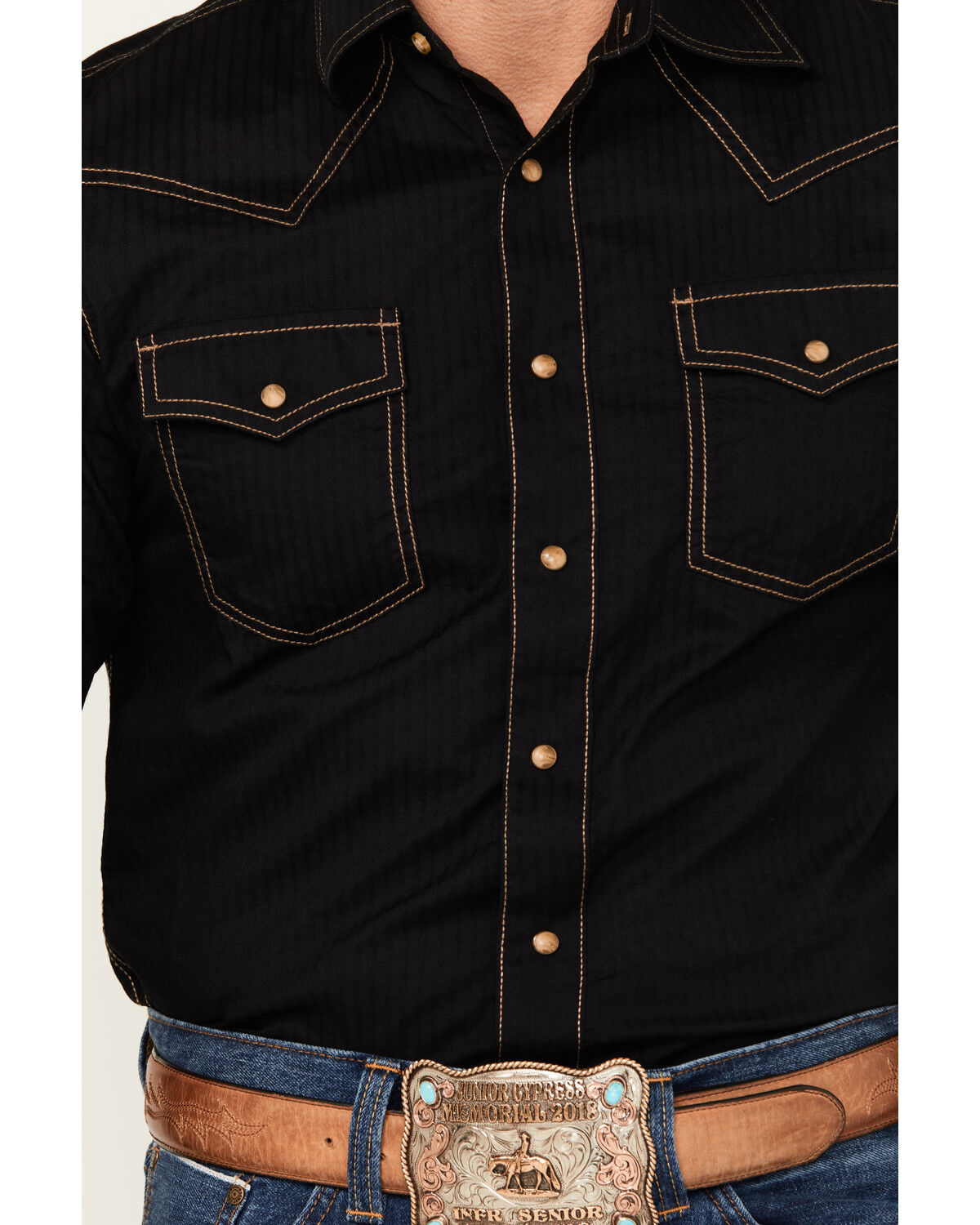 Image #3 - Wrangler Retro Men's Solid Long Sleeve Snap Western Shirt - Tall, Black, hi-res