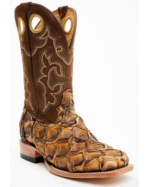 Image #1 - Cody James Men's Exotic Pirarucu Western Boots - Broad Square Toe , Beige/khaki, hi-res