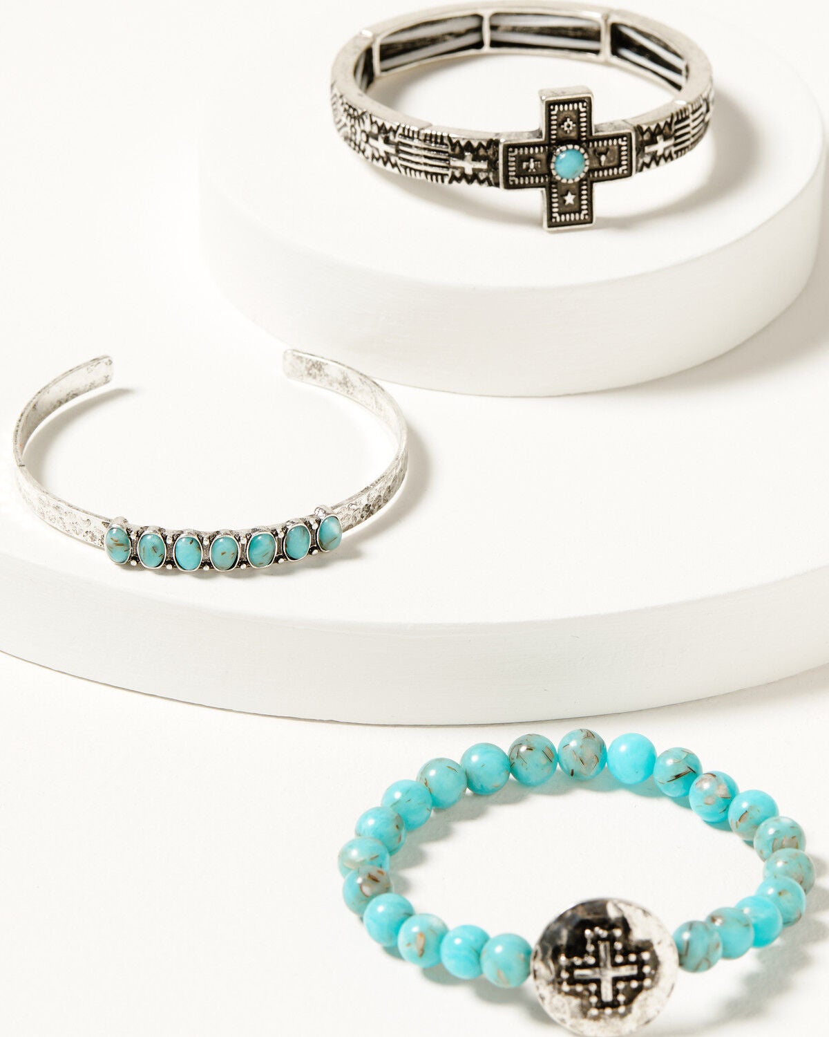 Image #1 - Shyanne Women's Southwestern Antique Cross Bracelet Set, Silver, hi-res