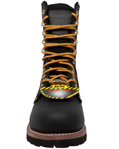 Image #4 - Ad Tec Men's 9" Waterproof Logger Work Boots - Steel Toe, Black, hi-res