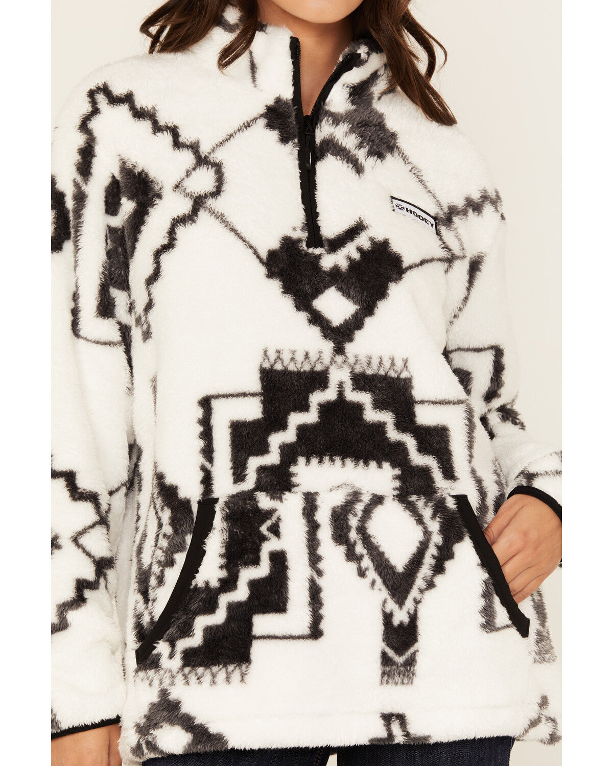 Image #3 - Hooey Women's Geo Print Fleece Pullover, Black, hi-res