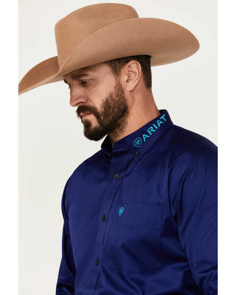 Image #3 - Ariat Men's Team Logo Twill Long Sleeve Button-Down Western Shirt, Royal Blue, hi-res