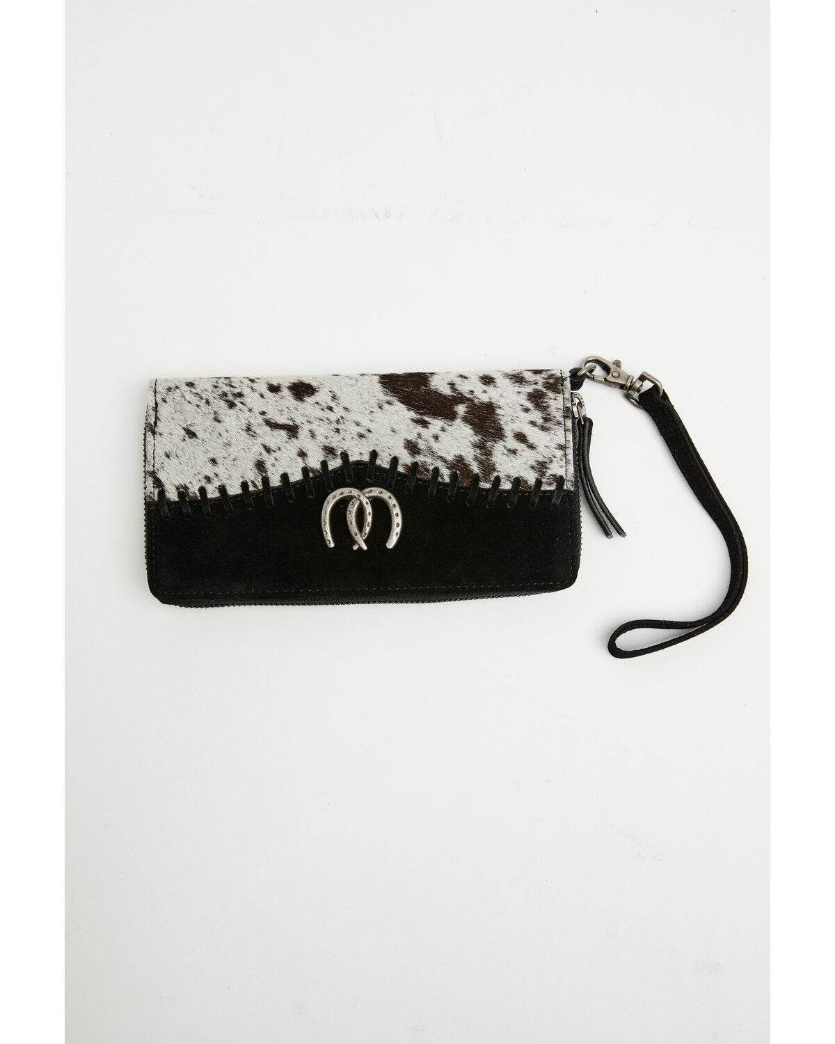 Image #1 - Idyllwind Women's Lyndale Double Horseshoe Hair-On Wallet, Black, hi-res