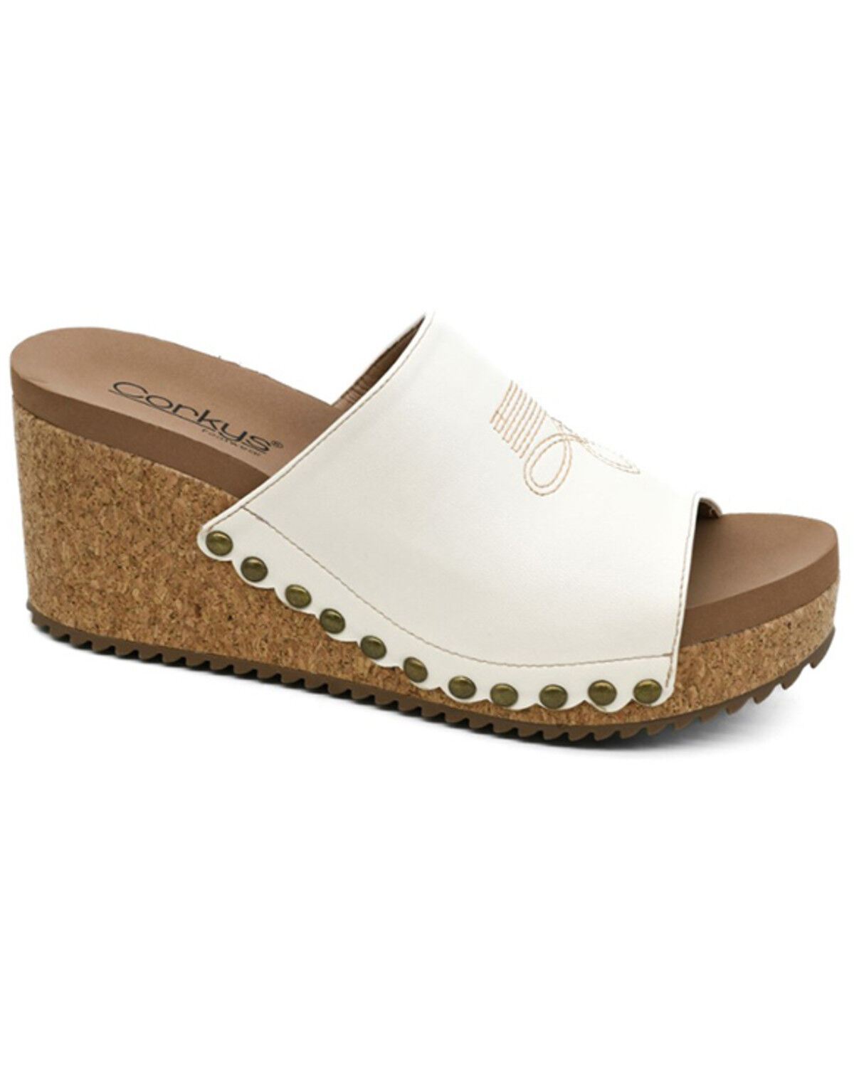 Image #1 - Corkys Women's Saddle Up Wedge Heels, Ivory, hi-res