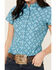 Image #3 - Roper Women's Turquoise Lake Geo Print Short Sleeve Snap Western Shirt , Blue, hi-res