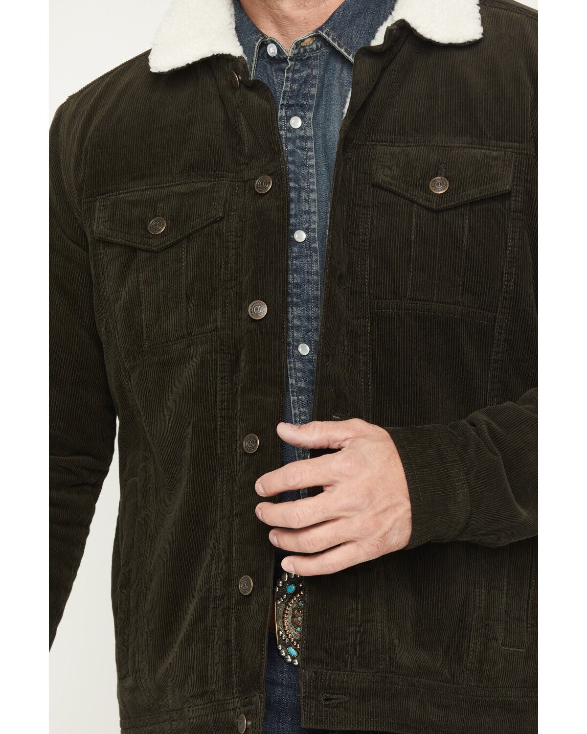 Image #3 - Cody James Men's Ozark Sherpa Lined Corduroy Jacket, Green, hi-res
