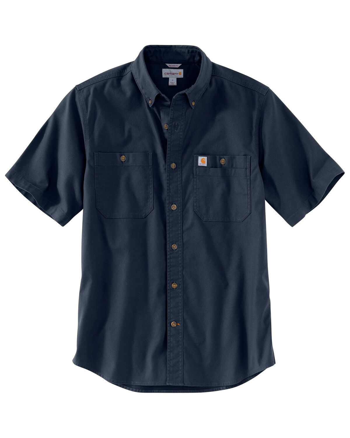 Image #1 - Carhartt Men's Rugged Flex Rigby Short Sleeve Work Shirt - Tall, Navy, hi-res