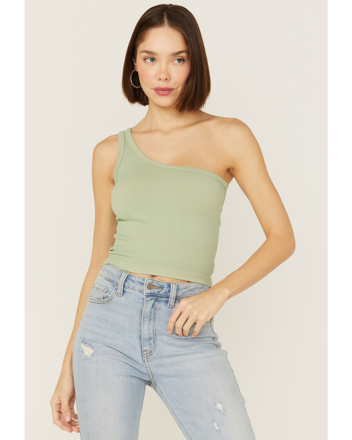 Image #1 - Fornia Women's One Shoulder Ribbed Cami Top, , hi-res