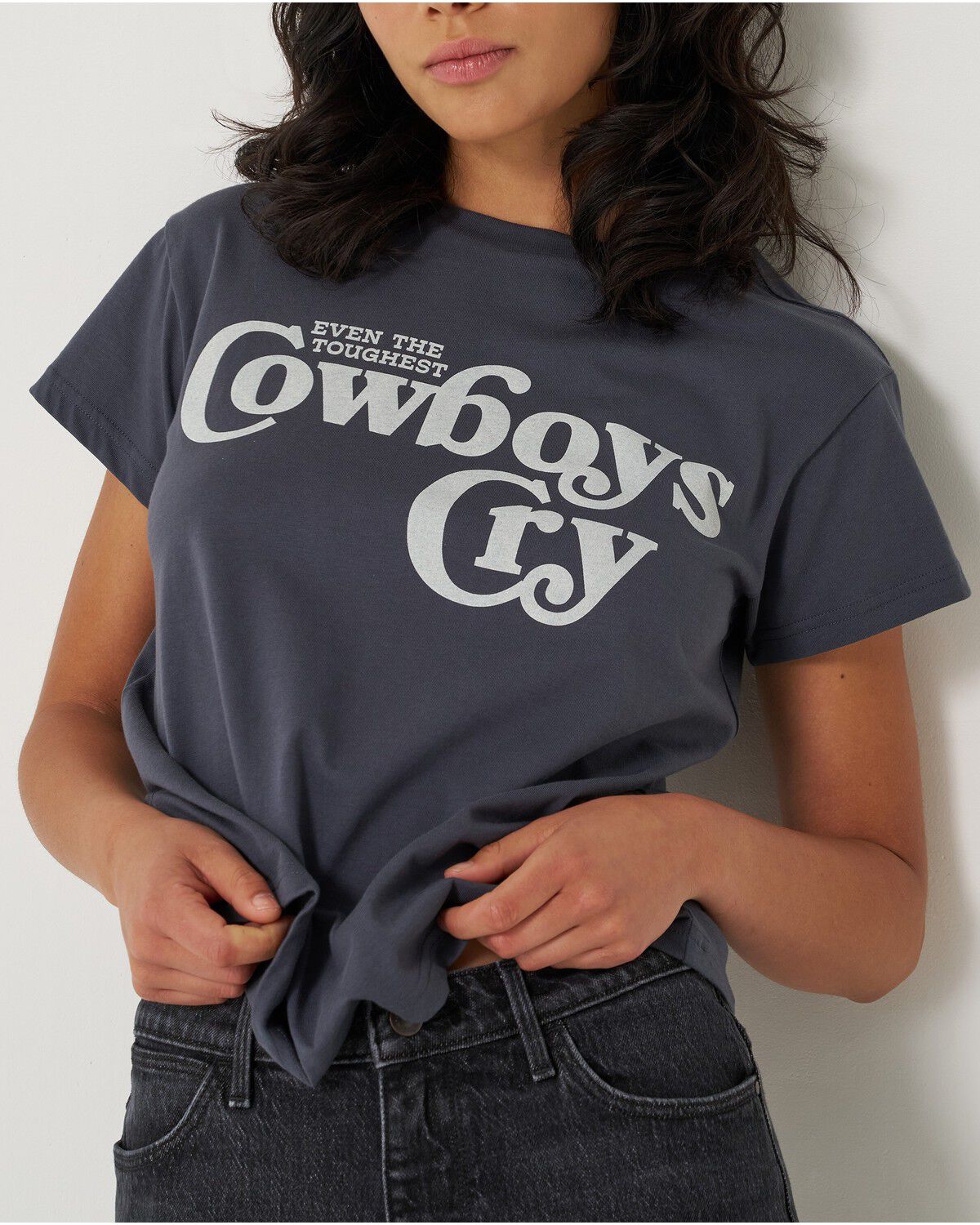Wrangler Retro Women's Cowboys Cry Short Sleeve Graphic Tee, Blue, hi-res