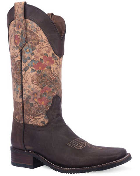Image #1 - Corral Women's Printed Shaft Western Boots - Broad Square Toe , Chocolate, hi-res