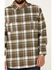 Hawx Men's FR Olive Woven Plaid Long Sleeve Button-Down Work Shirt , Olive, hi-res