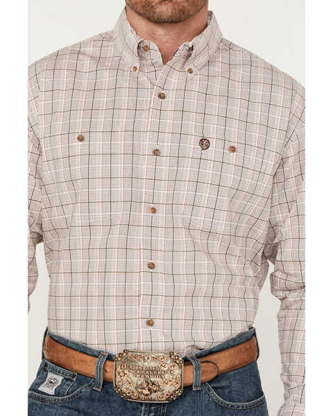Image #2 - George Strait by Wrangler Men's Plaid Print Long Sleeve Button-Down Western Shirt - Tall, Red, hi-res