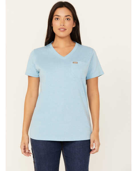 Image #1 - Ariat Women's Rebar Cotton Strong Short Sleeve Work Tee, Blue, hi-res